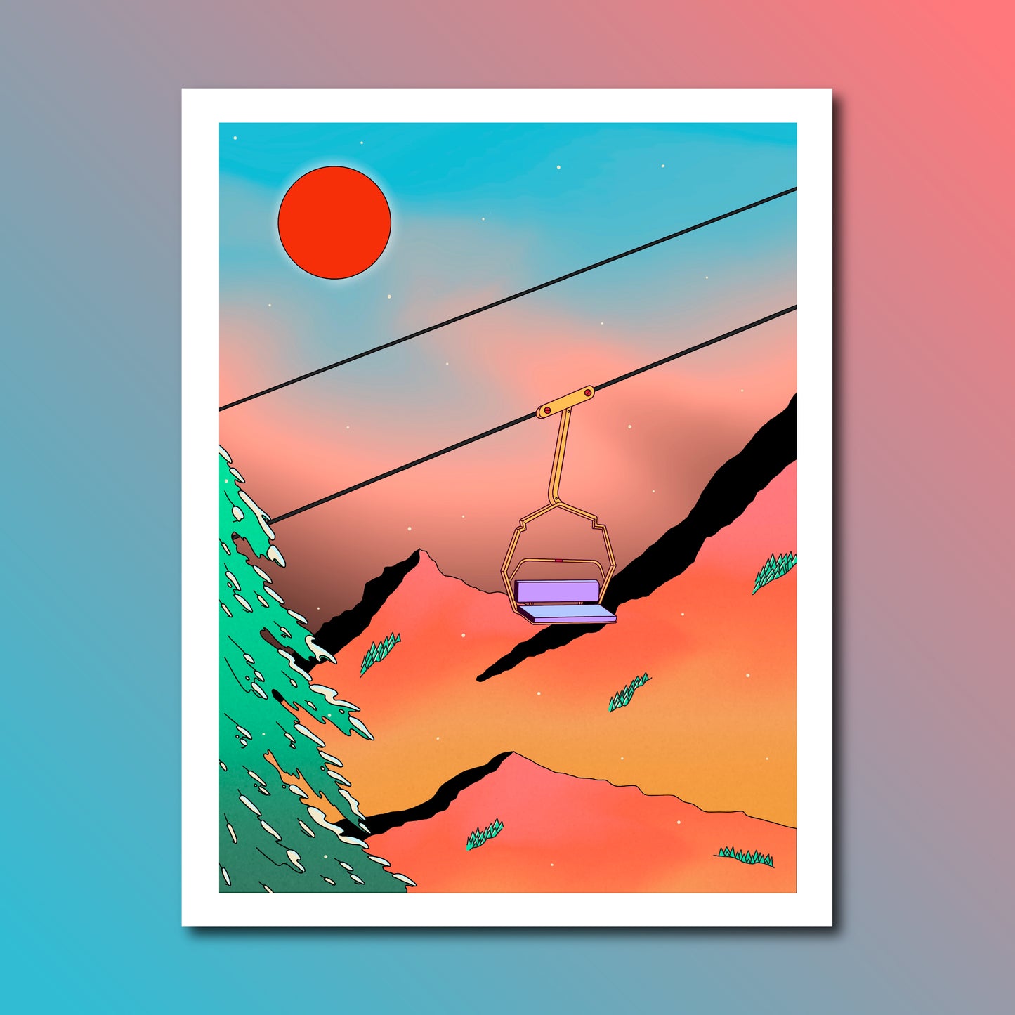 Mountain Views Ski Lift Print