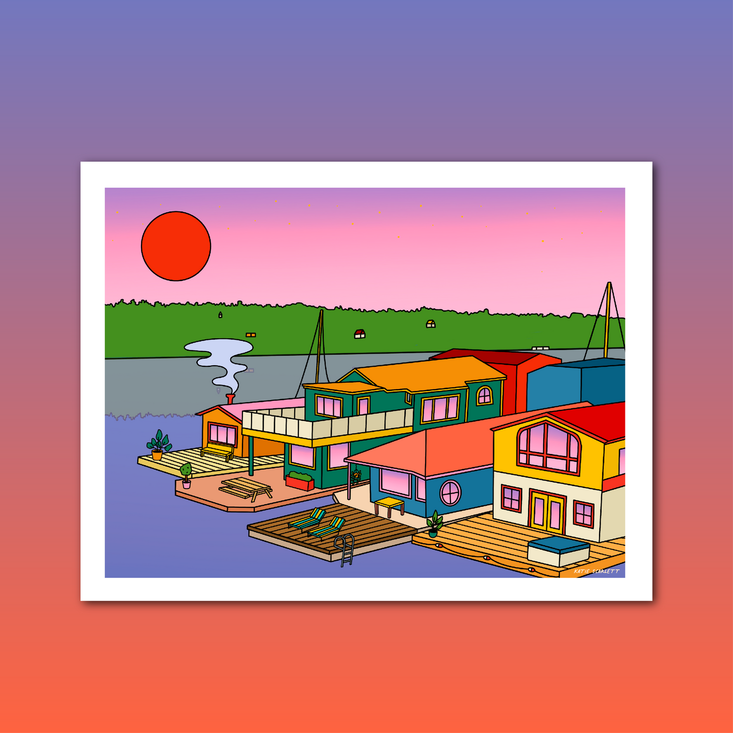Lake Union Houseboats Print (Seattle)