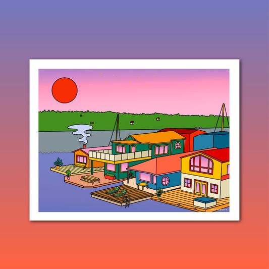 Lake Union Houseboats Print (Seattle)