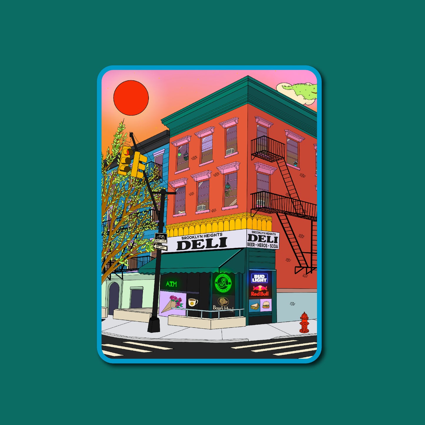 On a Corner in Brooklyn Sticker